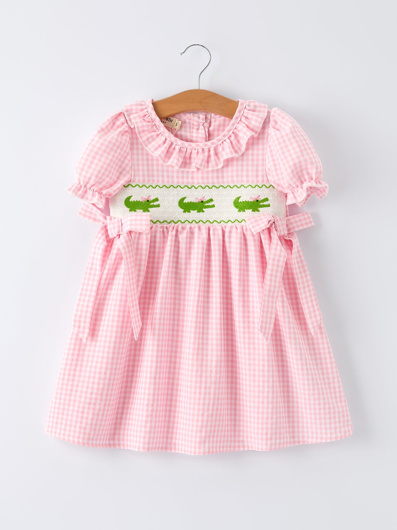 PREORDER Girls Summer Crocodile Embroidered Smocked Dress