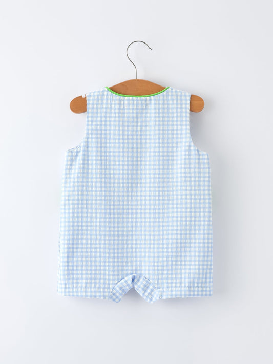 PREORDER Baby Boys Summer Crocodile Embroidered Smocked Romper