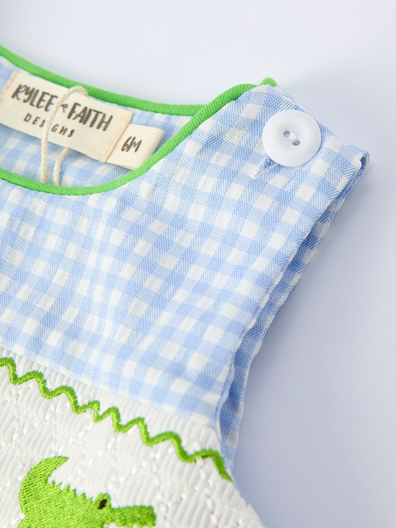 PREORDER Baby Boys Summer Crocodile Embroidered Smocked Romper