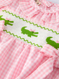 Load image into Gallery viewer, PREORDER Baby Girls Summer Crocodile Embroidered Smocked Romper
