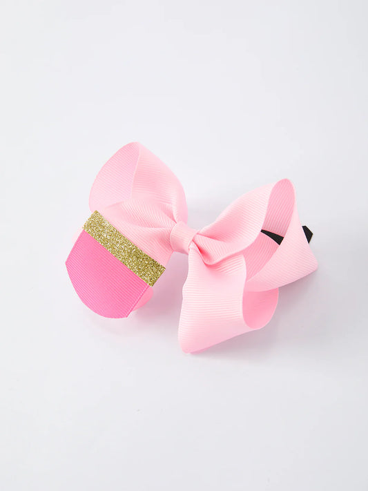 Back-to-school Pencil Bow Girls Hair Clips - Pink