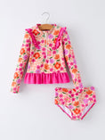 Load image into Gallery viewer, Summer Floral Ruffle Long Sleeve Girl Swimwear Set
