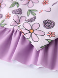Load image into Gallery viewer, Summer Purple Floral Long Sleeve Girl Swimwear Set
