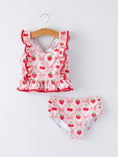Load image into Gallery viewer, Summer Strawberry Cherry Ruffle Girl Swimwear Set
