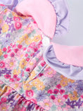 Load image into Gallery viewer, Spring Purple Floral Bow Ruffle Girl Bloomer Set
