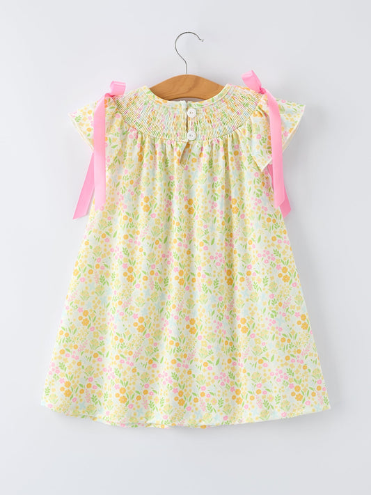 Spring Floral Smocked Girl Dress - PREORDER