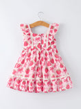 Load image into Gallery viewer, Spring Strawberry Bow Print Girls' Dress
