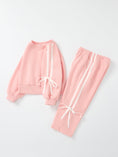 Load image into Gallery viewer, Girls Pink Bow Trim Sweatshirt and Pants Set
