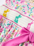 Load image into Gallery viewer, Easter Colorful Floral Bunny Bow Smocking Embroidery Baby Girl Romper
