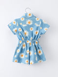 Load image into Gallery viewer, Spring Daisy Print Girls Blue Jumpsuit
