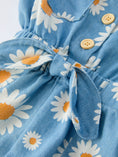 Load image into Gallery viewer, Spring Daisy Print Girls Blue Jumpsuit
