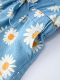 Load image into Gallery viewer, Spring Daisy Print Girls Blue Jumpsuit
