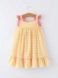 Load image into Gallery viewer, Fish Embroidery Smocking Plaid Girls' Dress
