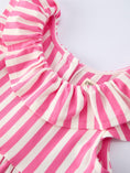 Load image into Gallery viewer, Spring  Pink Striped Ruffled Girls' Dress with Hat
