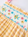 Load image into Gallery viewer, Fish Embroidery Smocking Plaid Girls' Dress

