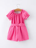 Load image into Gallery viewer, Spring Hot Pink Short-sleeved Girls Jumpsuit
