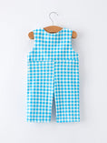 Load image into Gallery viewer, Fish Embroidery Smocking Plaid Baby Boy Romper
