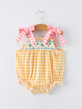 Load image into Gallery viewer, Fish Embroidery Smocking Plaid Baby Girl Romper
