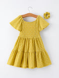 Load image into Gallery viewer, Spring Solid Girls Lace Tiered Dress With Scrunchie
