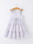 Load image into Gallery viewer, Spring Floral Girls Ruffle Bow Spaghetti Strap Dress
