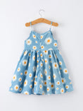 Load image into Gallery viewer, Spring Daisy Girls' Blue Dress
