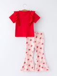 Load image into Gallery viewer, Strawberry Bow Girls Ruffle Top and Bell Bottoms Set
