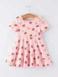 Load image into Gallery viewer, Strawberry Bow Girls Short Sleeves Dress
