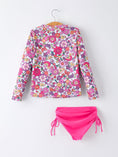 Load image into Gallery viewer, Hot Pink Summer Floral Girls Long-Sleeved Swimsuit Set
