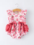 Load image into Gallery viewer, Summer Strawberry Bow Baby Girl Romper
