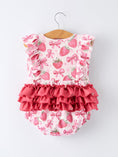 Load image into Gallery viewer, Summer Strawberry Bow Baby Girl Romper
