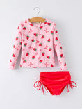 Load image into Gallery viewer, Summer Strawberry Print Girls Long Sleeve Swim Set
