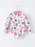 Load image into Gallery viewer, Strawberry Floral Print Long Sleeve Girls One Piece Swimsuit
