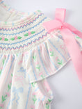 Load image into Gallery viewer, Girl Bow Stripe Smocked Dress

