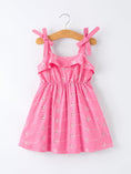 Load image into Gallery viewer, Pink Color Girl Bow Strap Ruffle Dress
