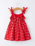 Load image into Gallery viewer, Red Color Girl Bow Strap Ruffle Dress
