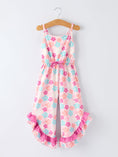 Load image into Gallery viewer, Girl Colorful Floral Ruffle Sling Flared Jumpsuit
