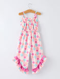 Load image into Gallery viewer, Girl Colorful Floral Ruffle Sling Flared Jumpsuit
