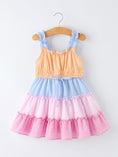 Load image into Gallery viewer, Colorblock Gingham Girls Ruffle Dress
