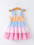 Load image into Gallery viewer, Colorblock Gingham Girls Ruffle Dress
