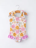 Load image into Gallery viewer, Floral Print Girls Ruffle Leg One Piece Swimsuit
