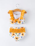 Load image into Gallery viewer, Sunflower Print Ruffle Strap Girl Two Piece Swimsuit
