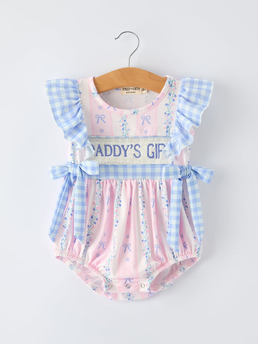 “DADDY'S GIRL” Smocked Plaid Baby Girls Romper