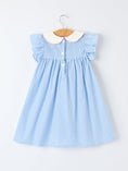 Load image into Gallery viewer, Blue Stripe Girl Dress Petal Peter Pan Collar Bow
