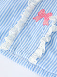 Load image into Gallery viewer, Blue Stripe Girl Dress Petal Peter Pan Collar Bow
