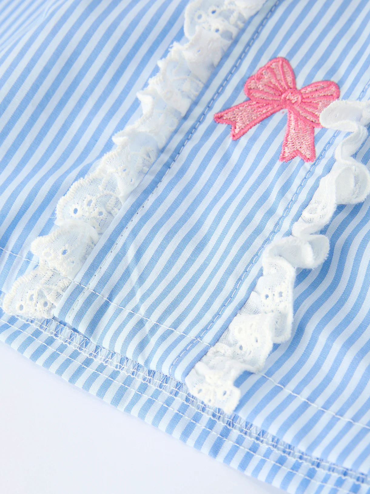 Blue Stripe Girl Dress Petal Peter Pan Collar Bow