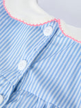 Load image into Gallery viewer, Blue Stripe Girl Dress Petal Peter Pan Collar Bow
