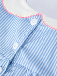 Load image into Gallery viewer, Blue Stripe Girl Dress Petal Peter Pan Collar Bow
