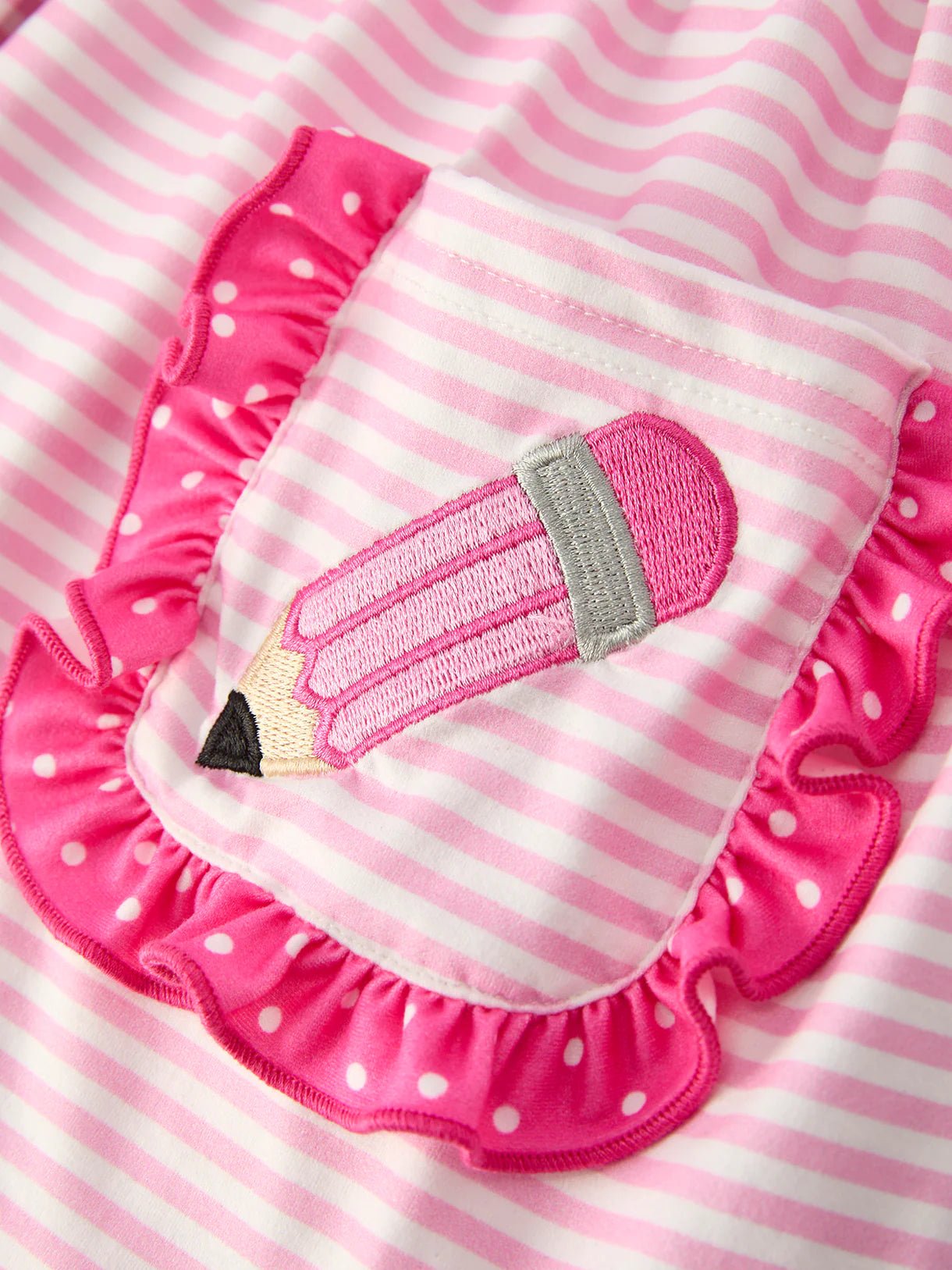 Back To School Girls' Pencil Applique Striped Set