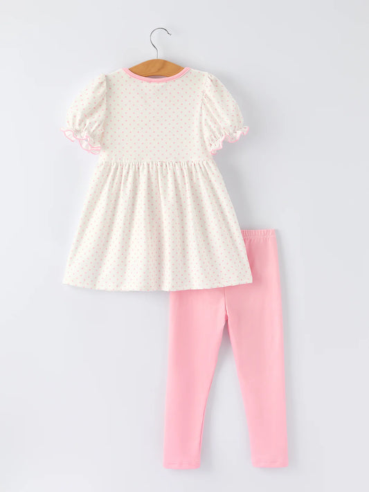 Back To School Girls' Apple Applique Set with Pockets