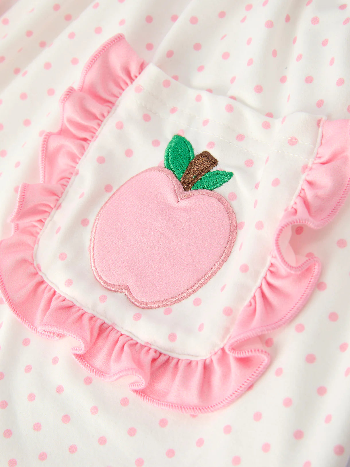 Back To School Girls' Apple Applique Set with Pockets